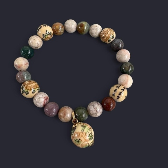 Japanese Charm Gemstone Bead Bracelet - Picture 1 of 7
